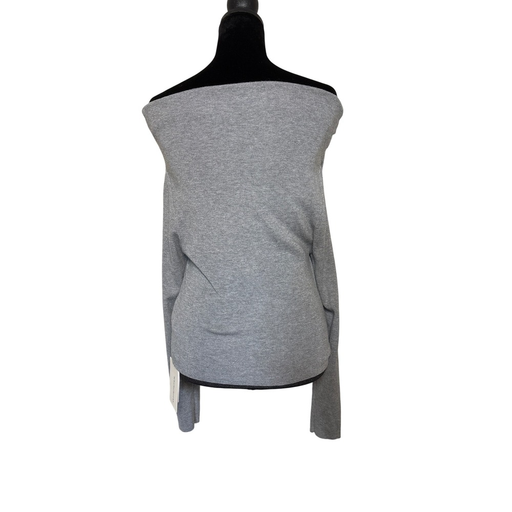 Commense Grey Off The Shoulder Draped Wrap Knit‎ Top Long Sleeve Large NWT - Picture 3 of 7